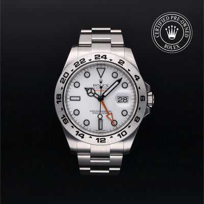 Rolex Certified Pre-owned Explorer M216570-0001 front on black background