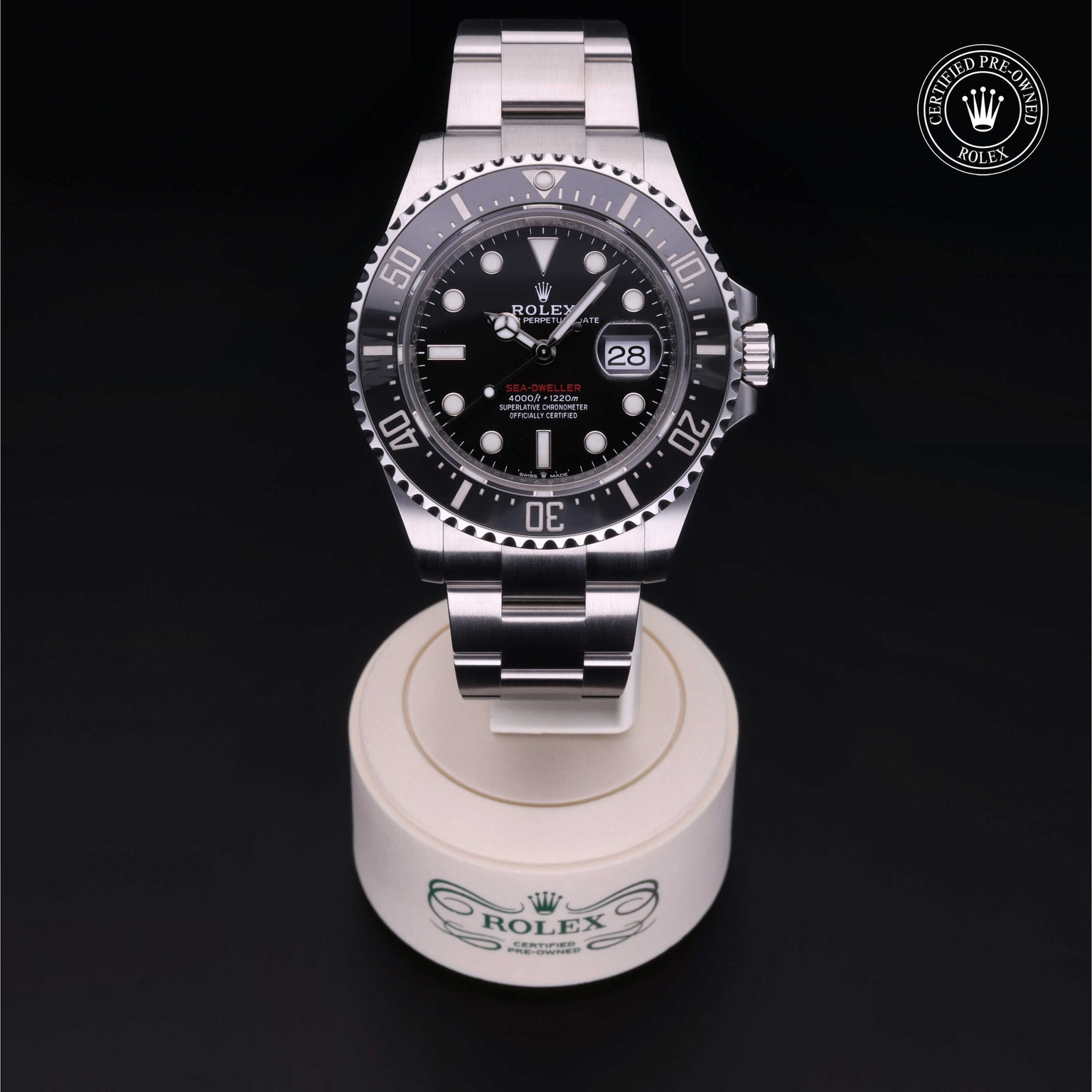 Rolex Certified Pre-owned Sea-Dweller M126600-0001 front on black background