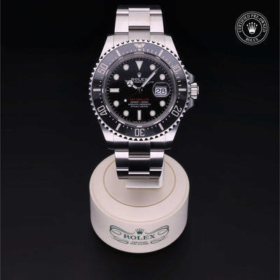 Rolex Certified Pre-owned Sea-Dweller M126600-0001 front on black background