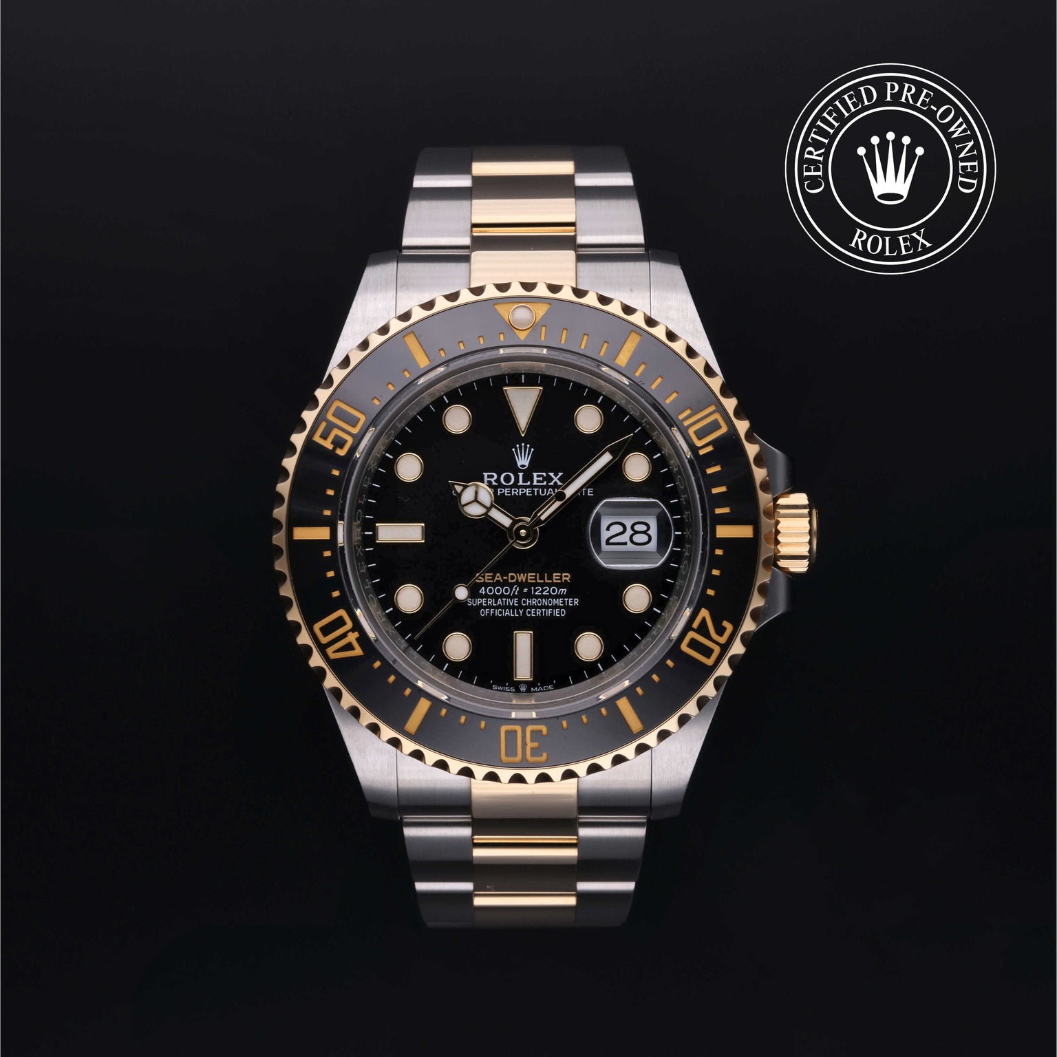 Rolex Certified Pre-owned Sea-Dweller M126603-0001 front on black background