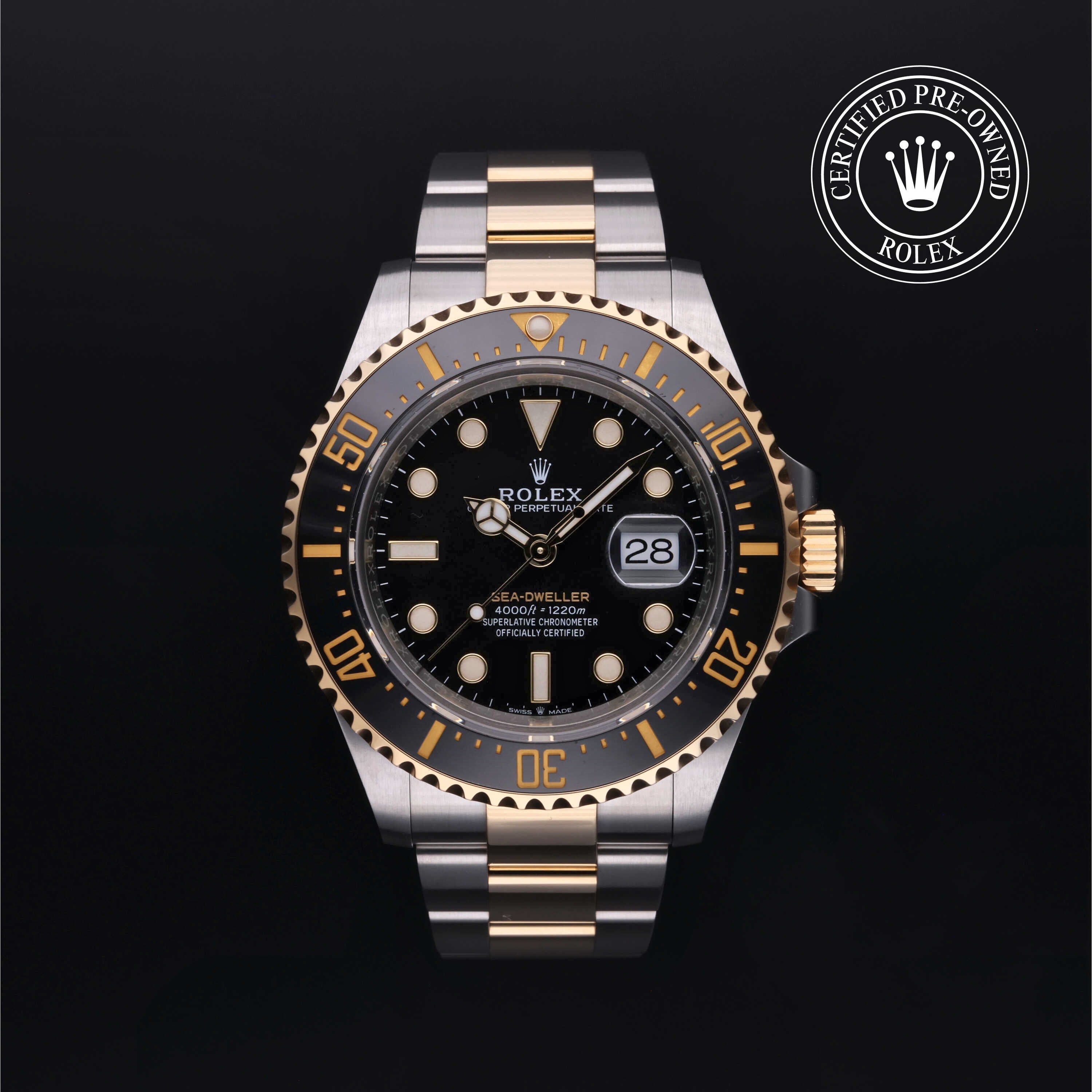 Rolex Certified Pre-owned Sea-Dweller M126603-0001 front on black background