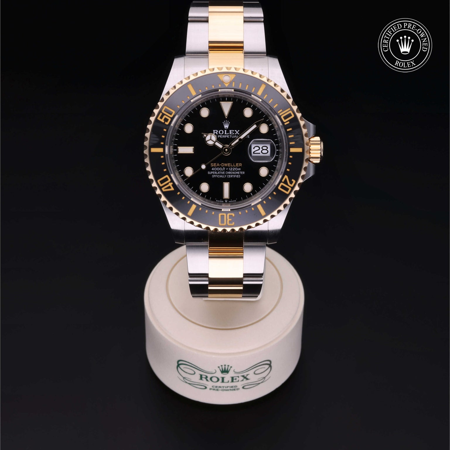 Rolex Certified Pre-owned Sea-Dweller M126603-0001 front on black background