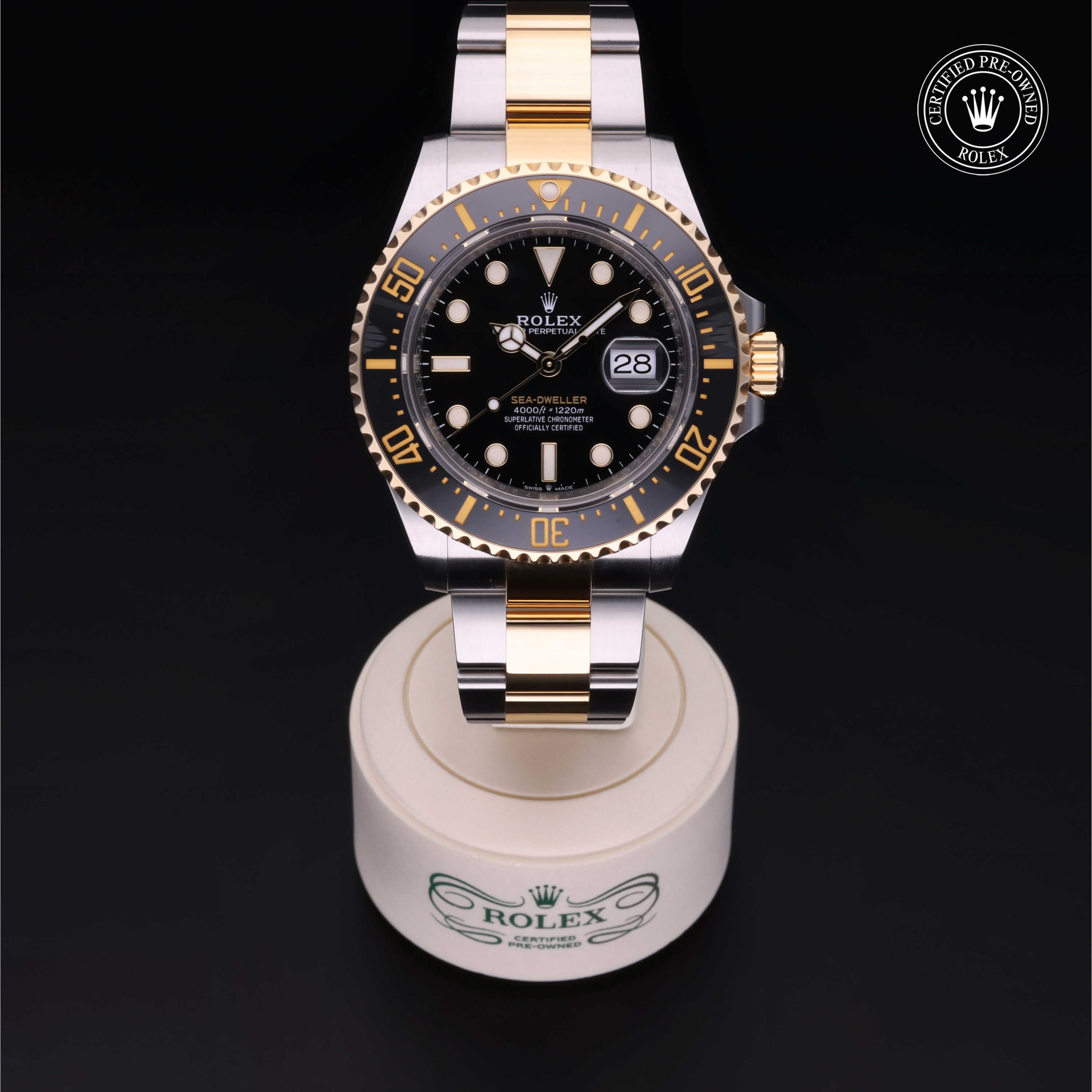 Rolex Certified Pre-owned Sea-Dweller M126603-0001 front on black background