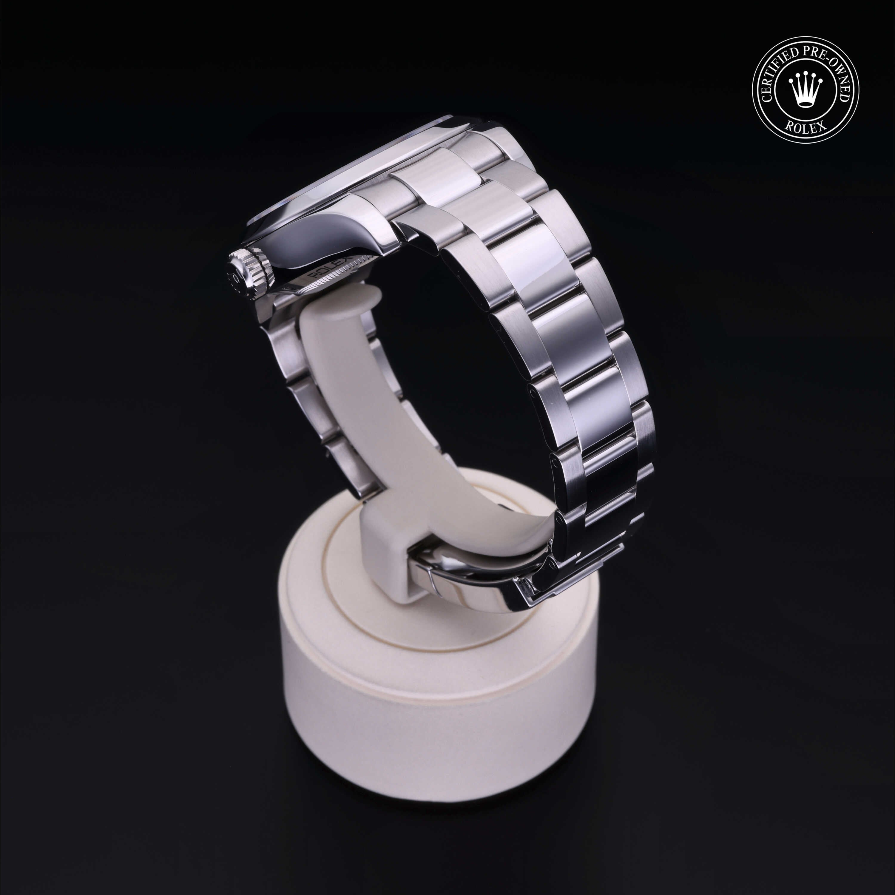 Rolex Certified Pre-owned Milgauss M116400-0001 front on black background