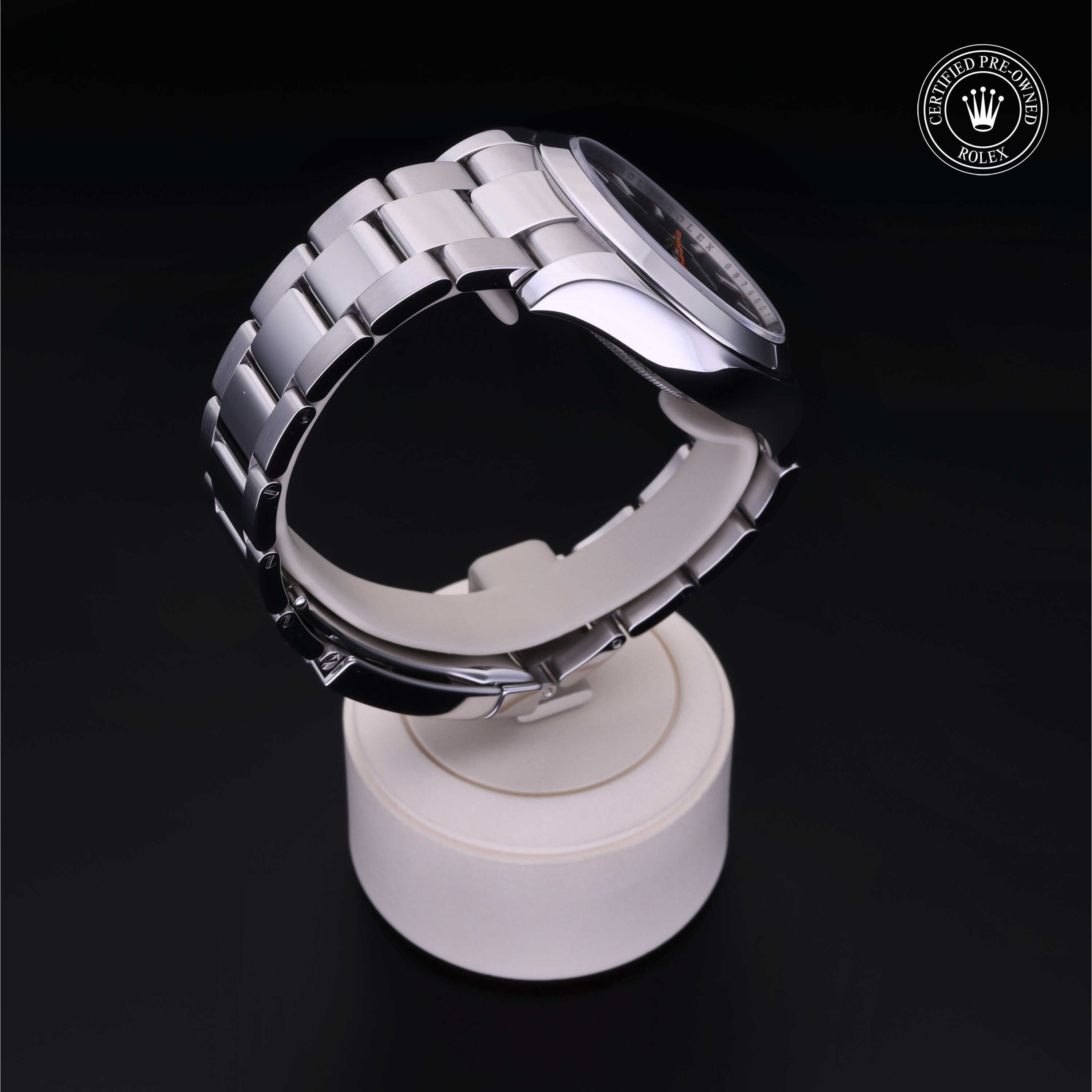 Rolex Certified Pre-owned Milgauss M116400-0001 front on black background