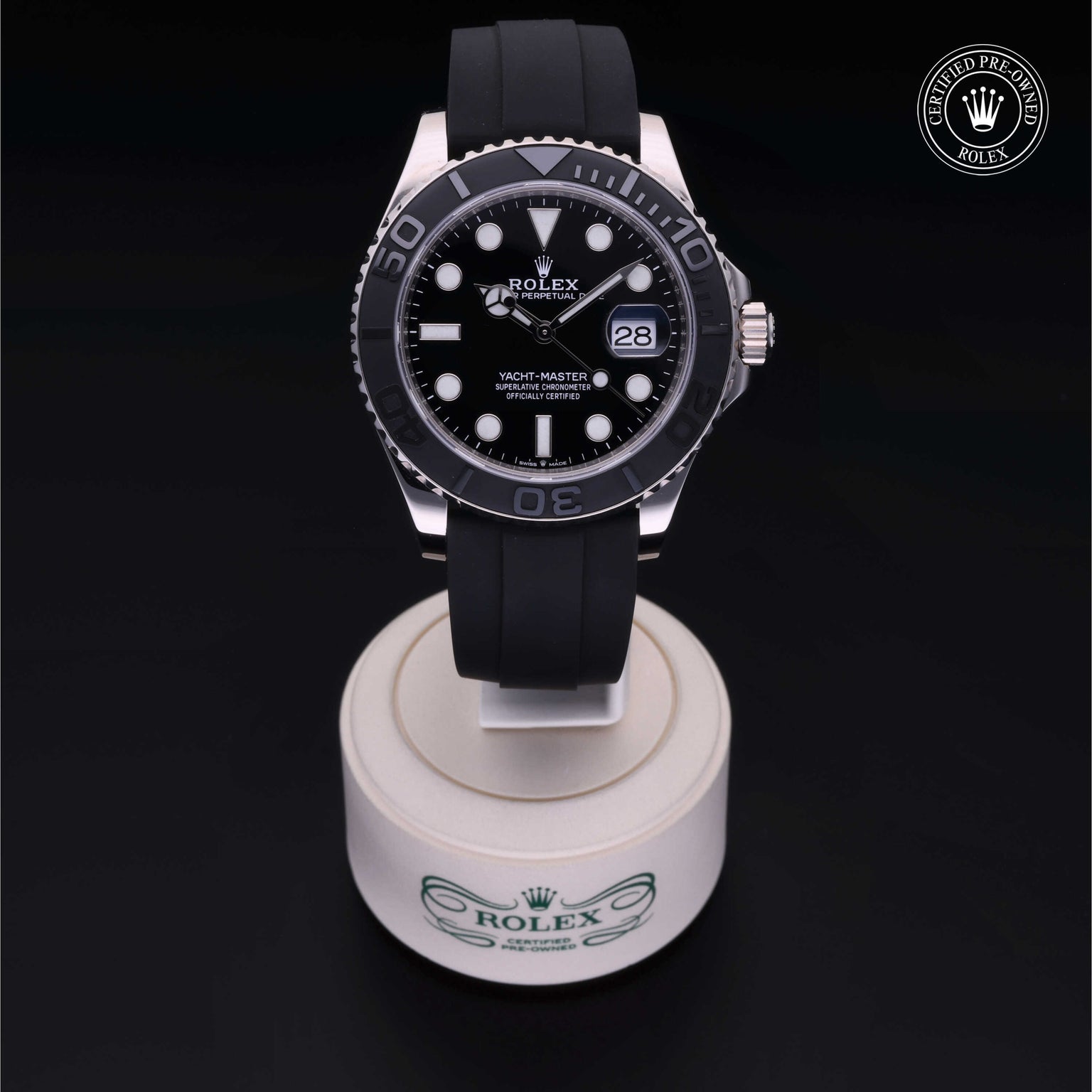 Rolex Certified Pre-owned Yacht-Master M226659-0002 front on black background
