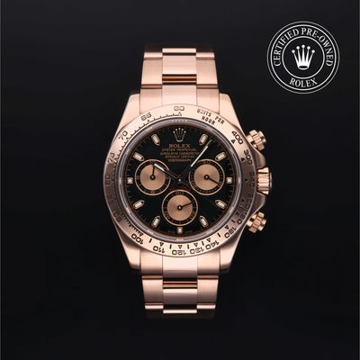 Rolex Certified Pre-owned Daytona M116505-0002 front on black background