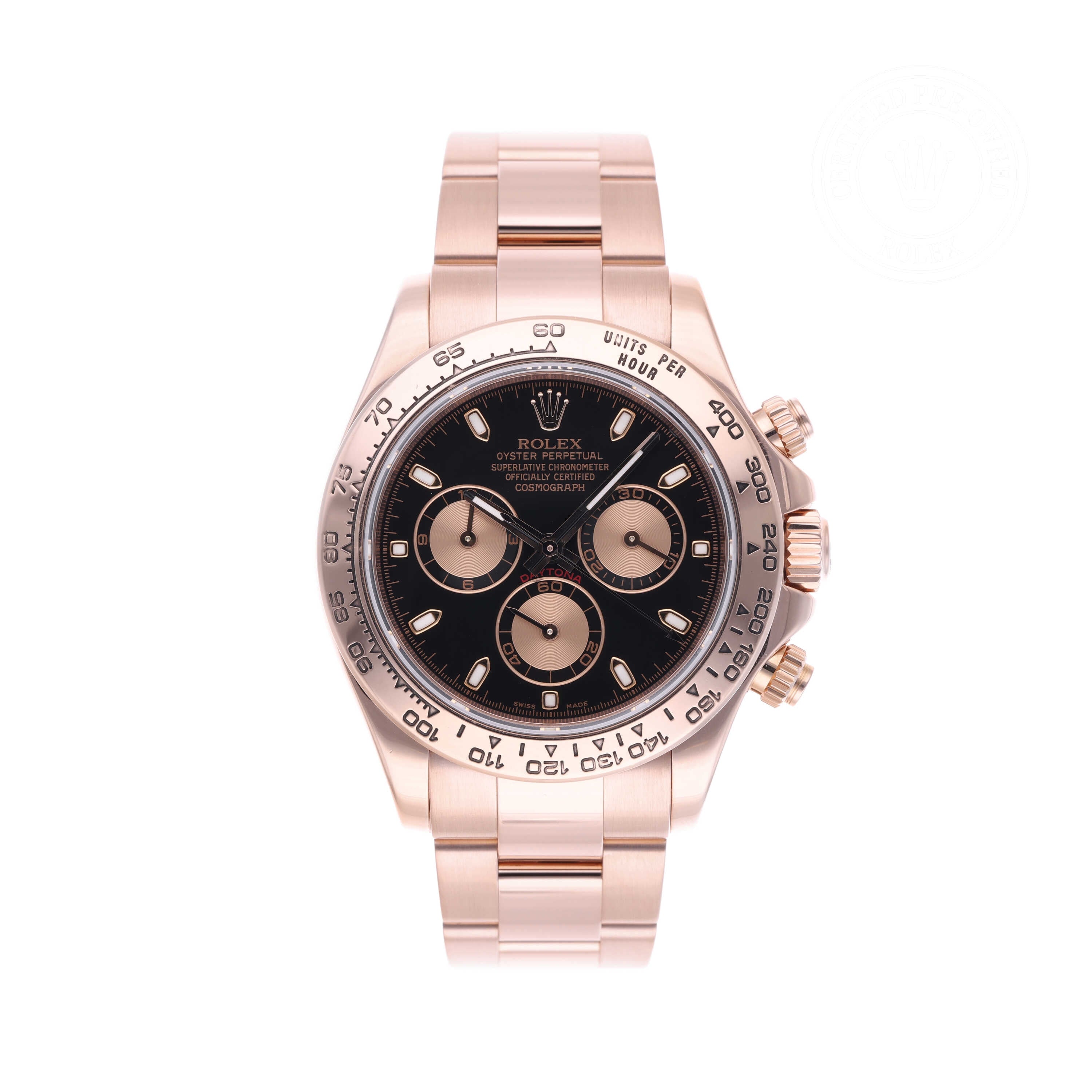 Rolex Certified Pre-owned Daytona M116505-0002 front on white background