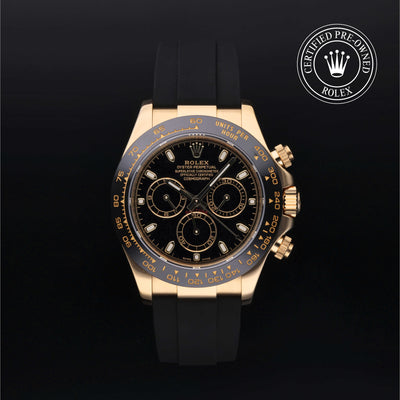 Rolex Certified Pre-owned Daytona M116518LN-0035 front on black background