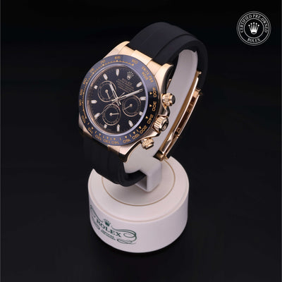 Rolex Certified Pre-owned Daytona M116518LN-0035 front on black background