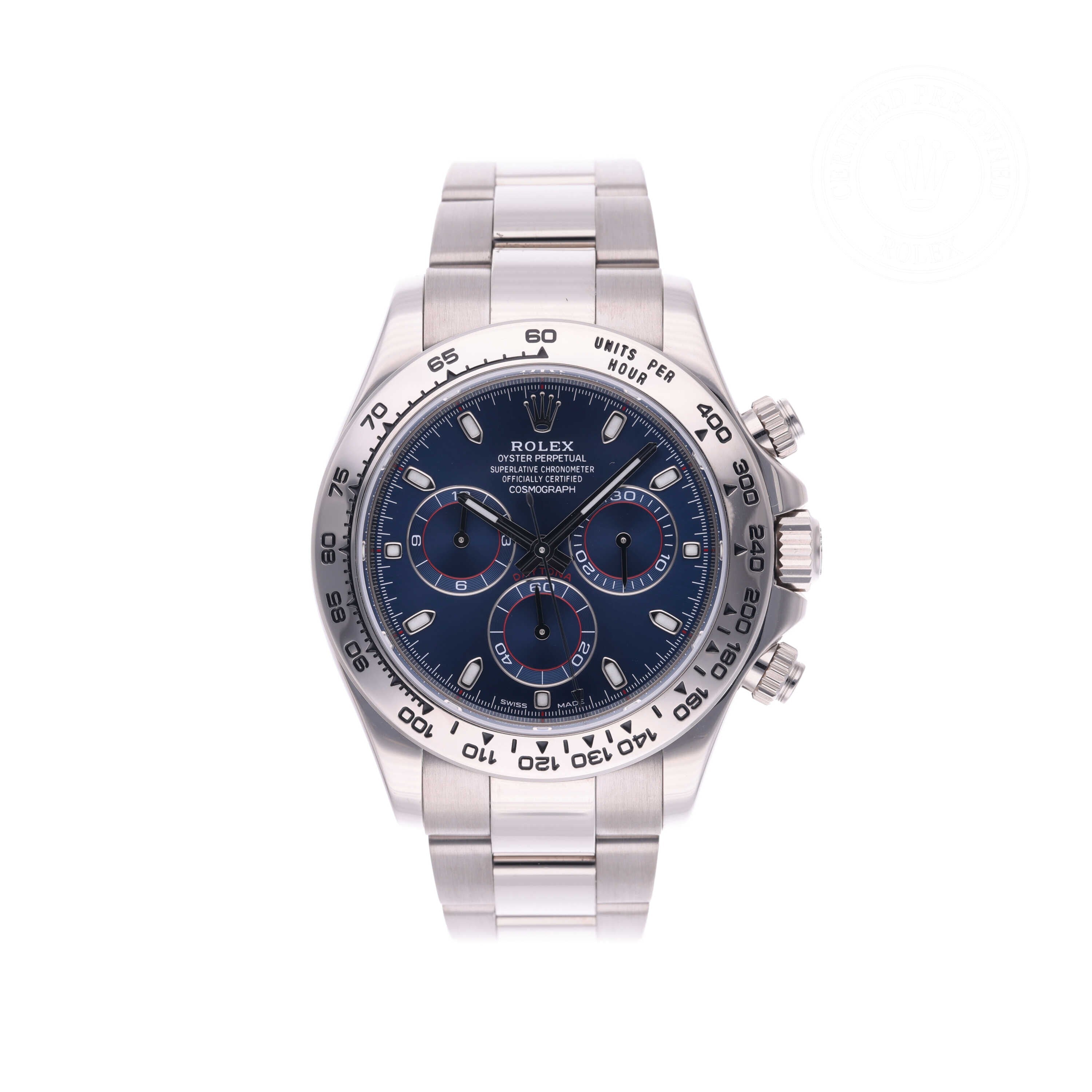 Rolex Certified Pre-owned Daytona M116509-0036 front on white background