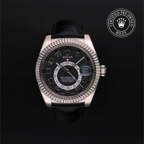 Rolex Certified Pre-owned Sky-Dweller M326139-0003 front on black background