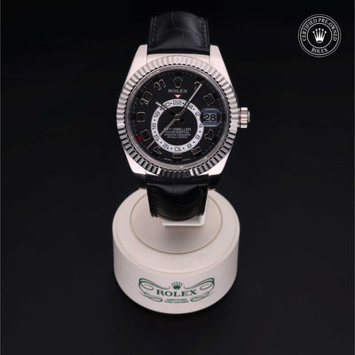 Rolex Certified Pre-owned Sky-Dweller M326139-0003 front on black background