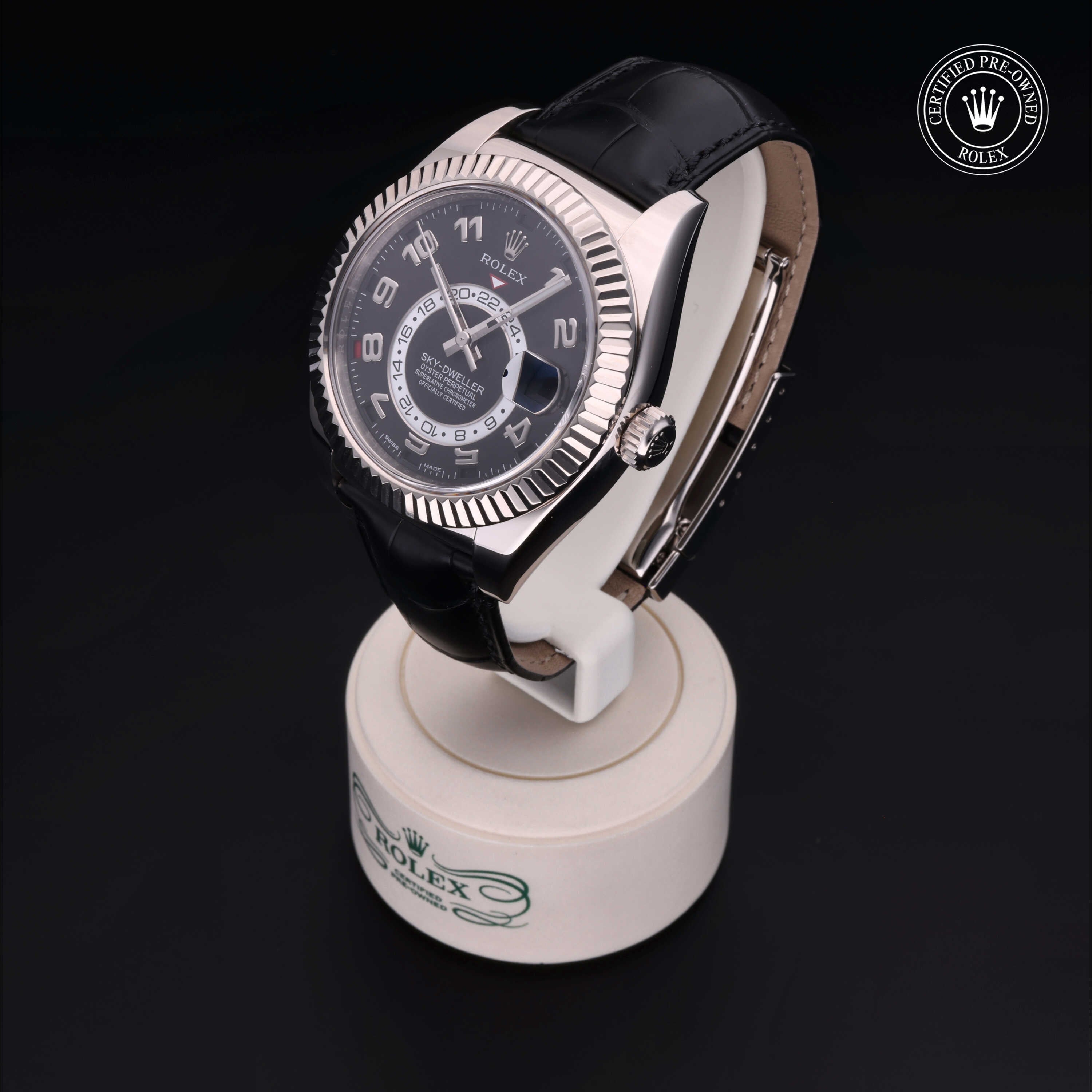 Rolex Certified Pre-owned Sky-Dweller M326139-0003 front on black background
