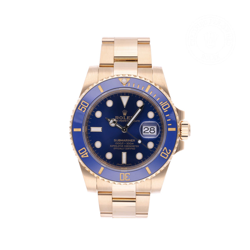 Rolex Certified Pre-owned Submariner Date M116618LB-0001 front on white background