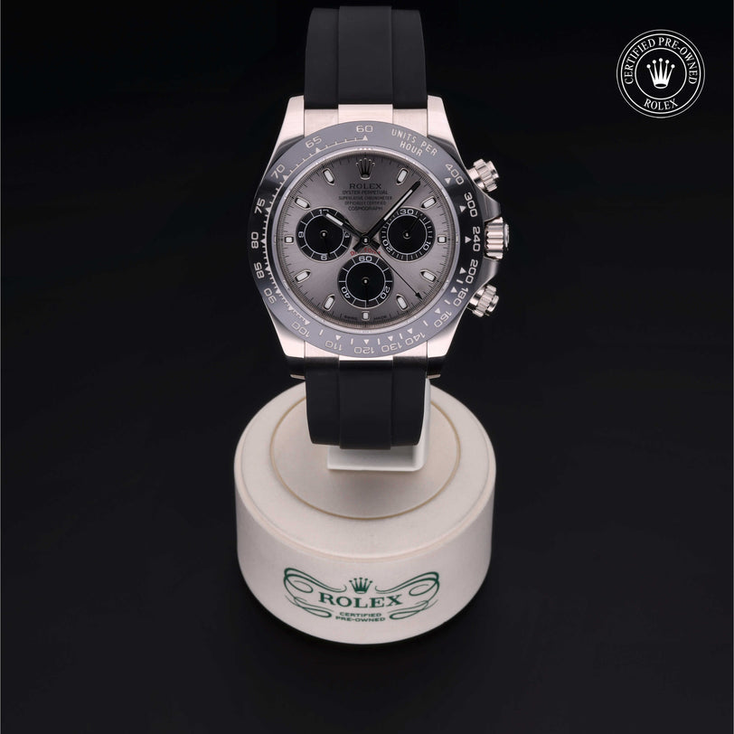 Rolex Certified Pre-owned Daytona M116519LN-0024 front on black background