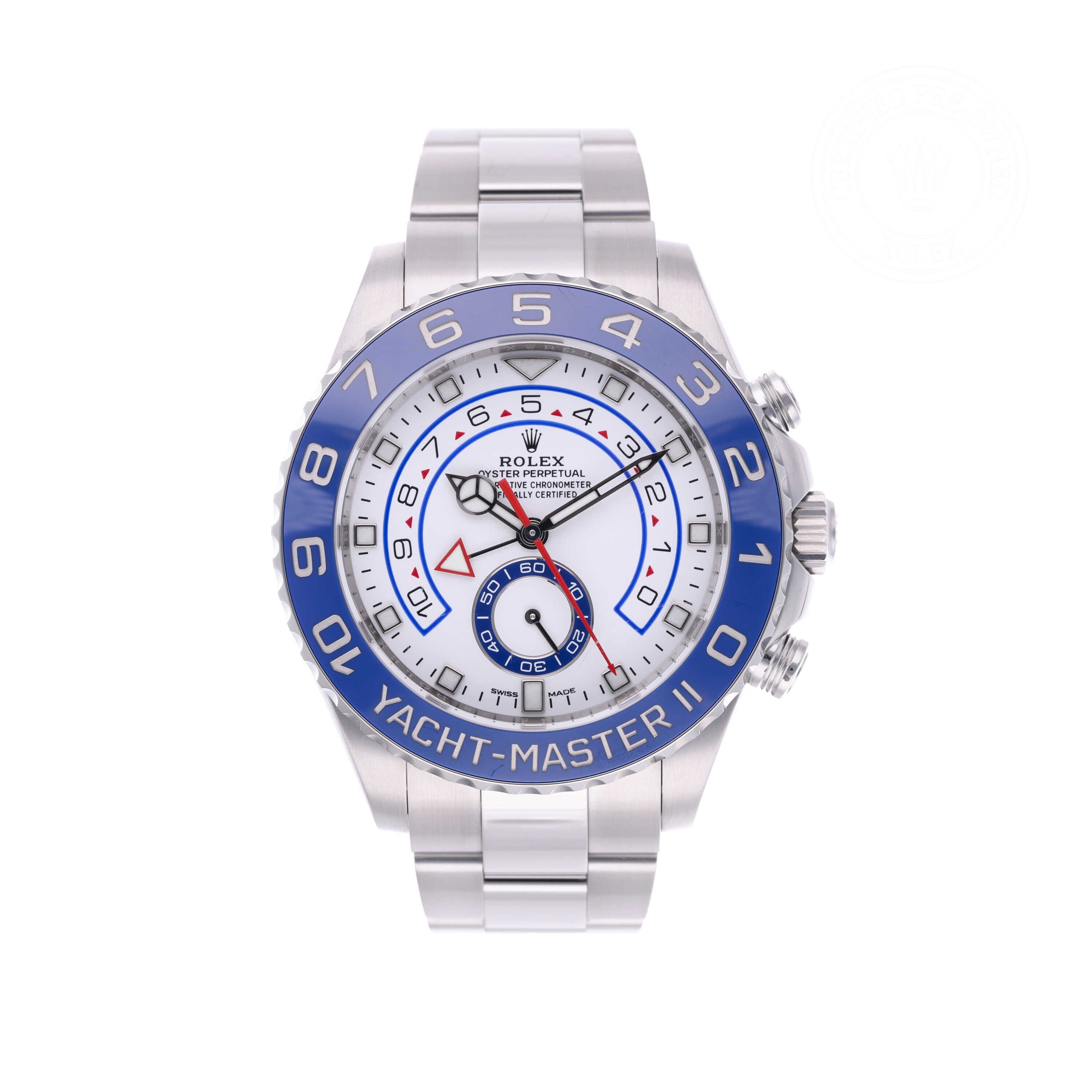 Rolex Certified Pre-owned Yacht-Master M116680-0002 front on white background
