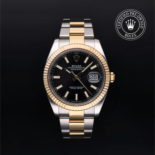 Rolex Certified Pre-owned Datejust M126333-0013 front on black background
