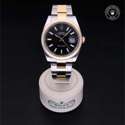 Rolex Certified Pre-owned Datejust M126333-0013 front on black background
