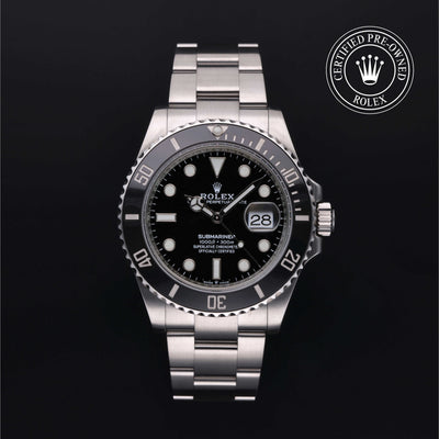 Rolex Certified Pre-owned Submariner M126610LN-0001 front on black background
