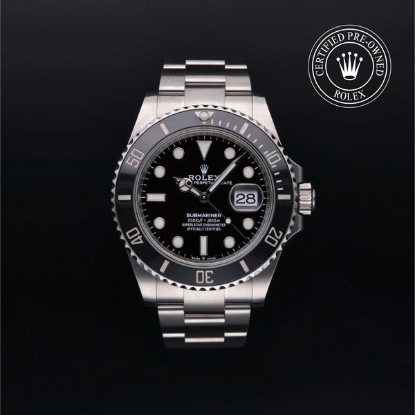 Rolex Certified Pre-owned Submariner M126610LN-0001 front on black background