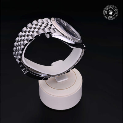 Rolex Certified Pre-owned Datejust M126334-0016 front on black background
