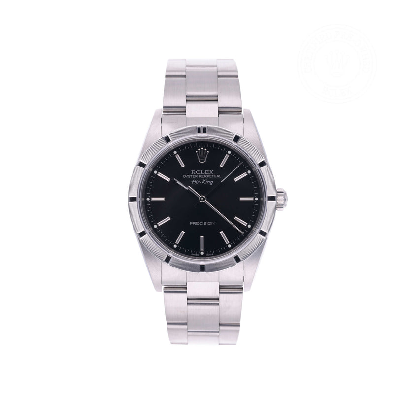 Rolex Certified Pre-owned Air-King M14010M-0012 front on white background