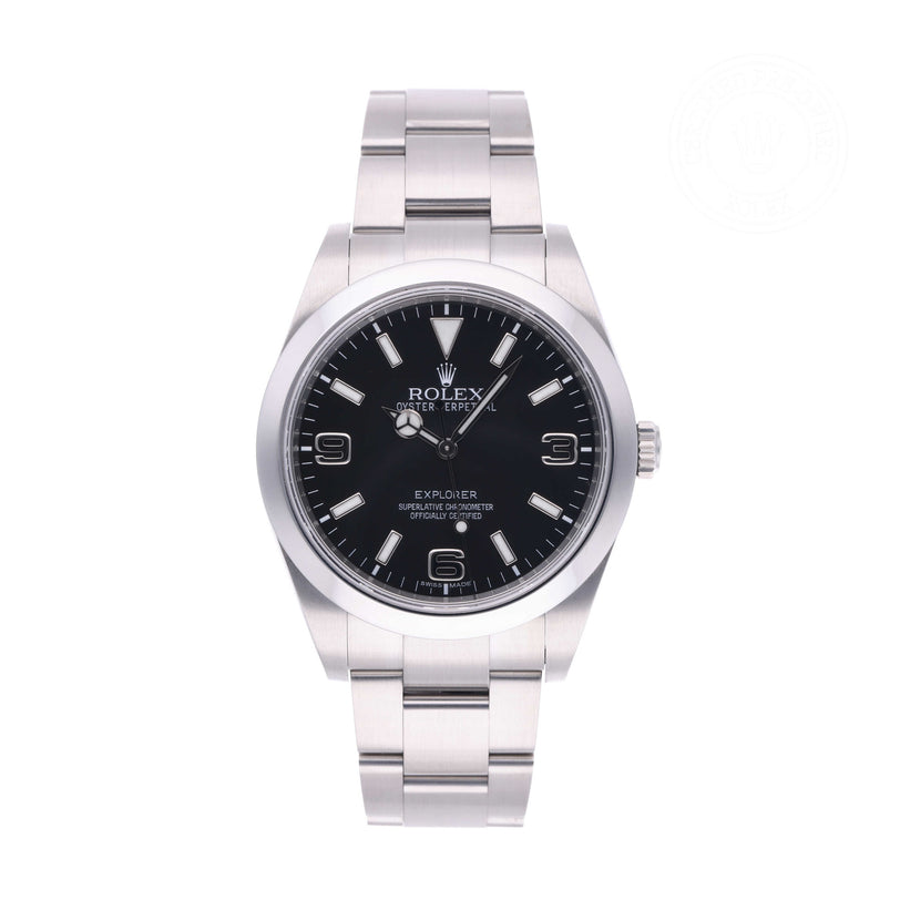 Rolex Certified Pre-owned Explorer M214270-0001 front on white background