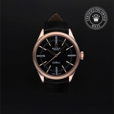 Rolex Certified Pre-owned Cellini M50505-0005 front on black background