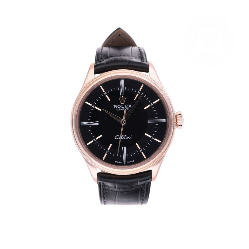 Rolex Certified Pre-owned Cellini M50505-0005 front on white background