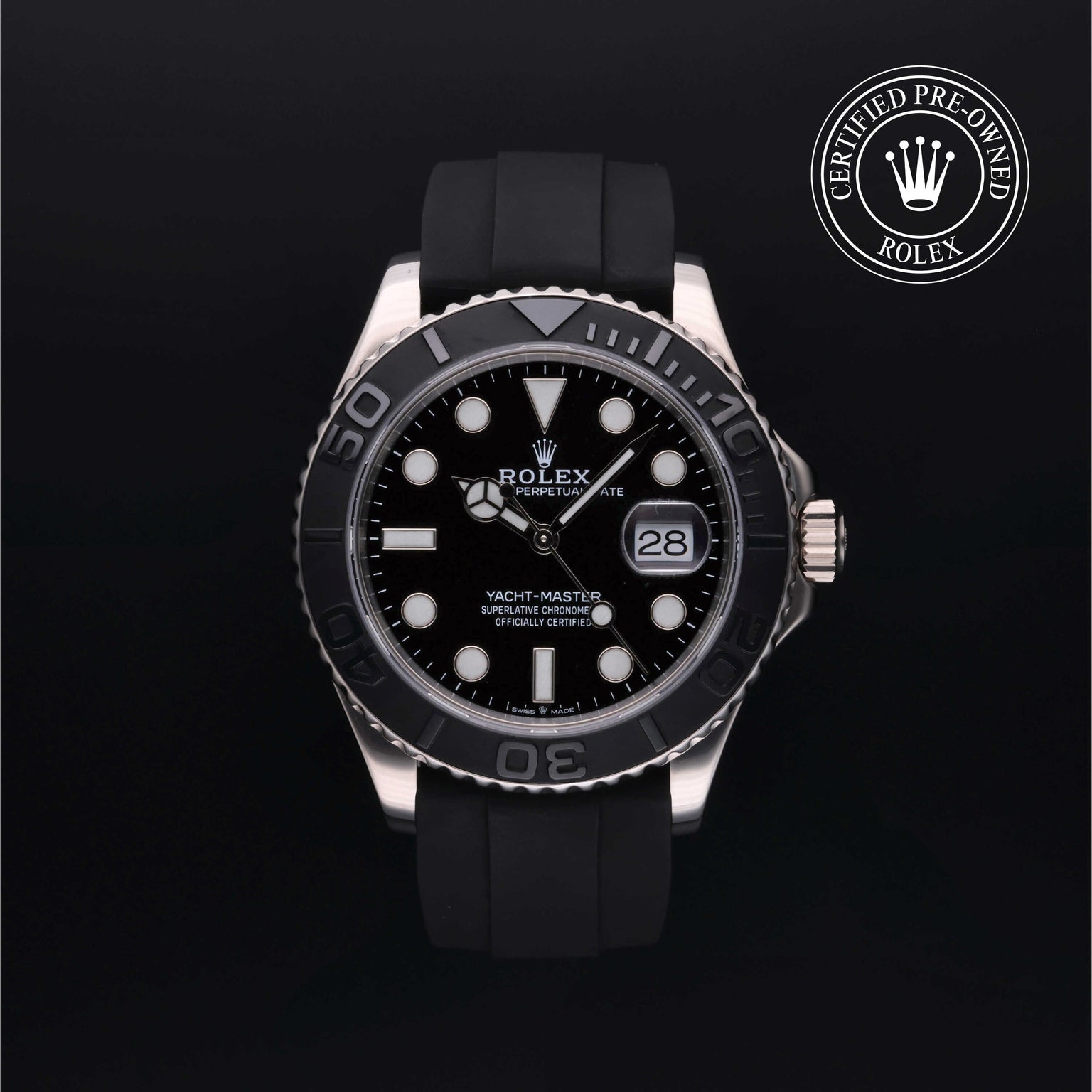 Rolex Certified Pre-owned Yacht-Master M226659-0002 front on black background