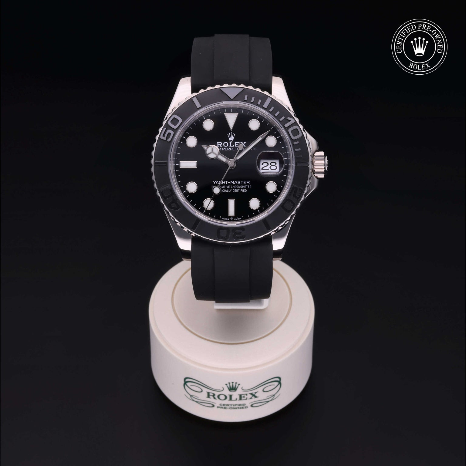 Rolex Certified Pre-owned Yacht-Master M226659-0002 front on black background