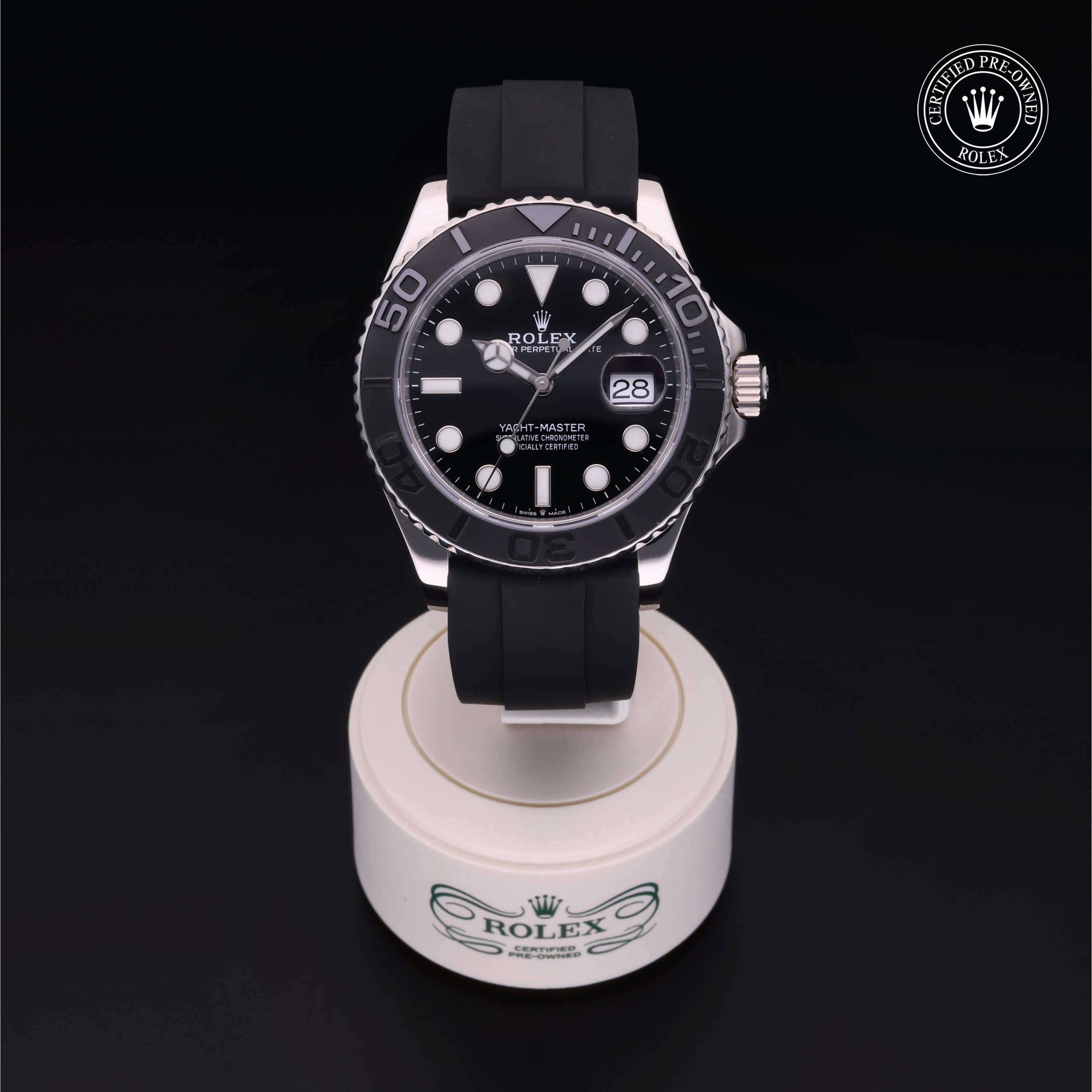 Rolex Certified Pre-owned Yacht-Master M226659-0002 front on black background