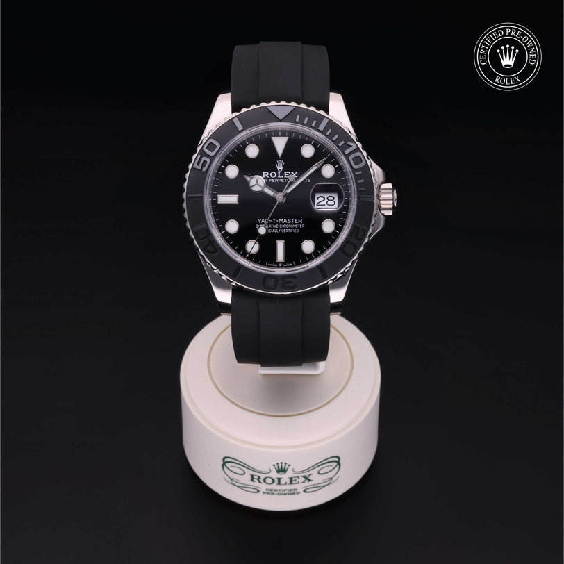 Rolex Certified Pre-owned Yacht-Master M226659-0002 front on black background