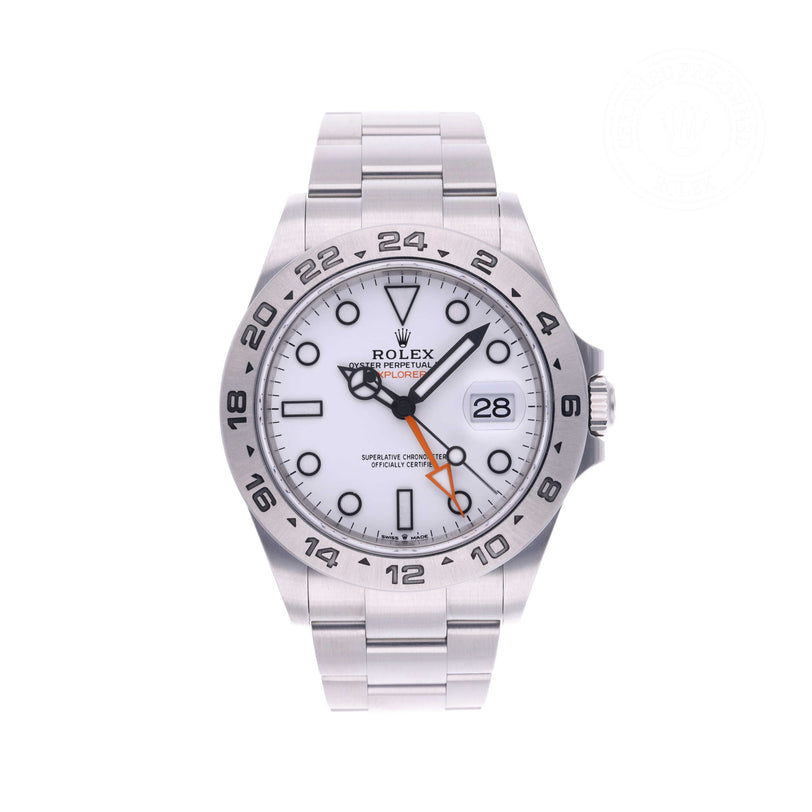 Rolex Certified Pre-owned Explorer II M226570-0001 front on white background