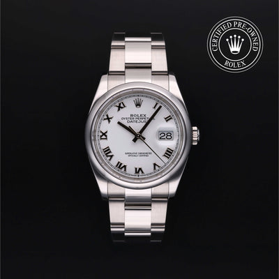 Rolex Certified Pre-owned Datejust M126200-0008 front on black background