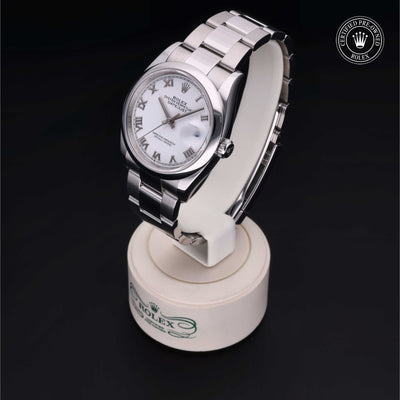 Rolex Certified Pre-owned Datejust M126200-0008 front on black background