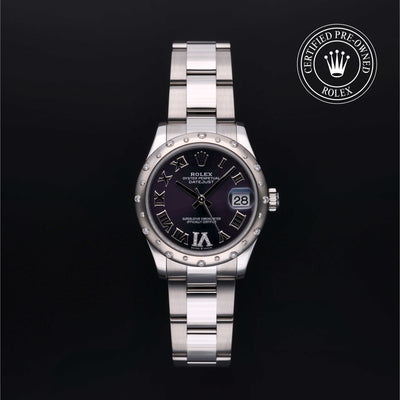 Rolex Certified Pre-owned Lady Datejust M278344RBR-0027 front on black background