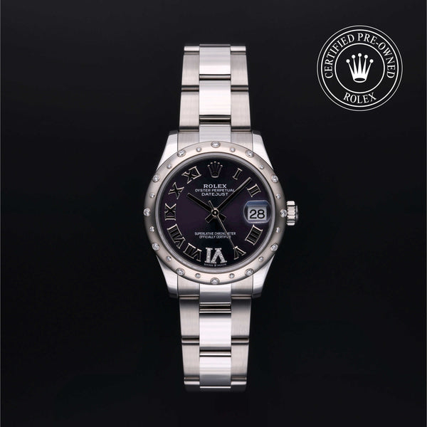 Rolex Certified Pre-owned Lady Datejust M278344RBR-0027 front on black background