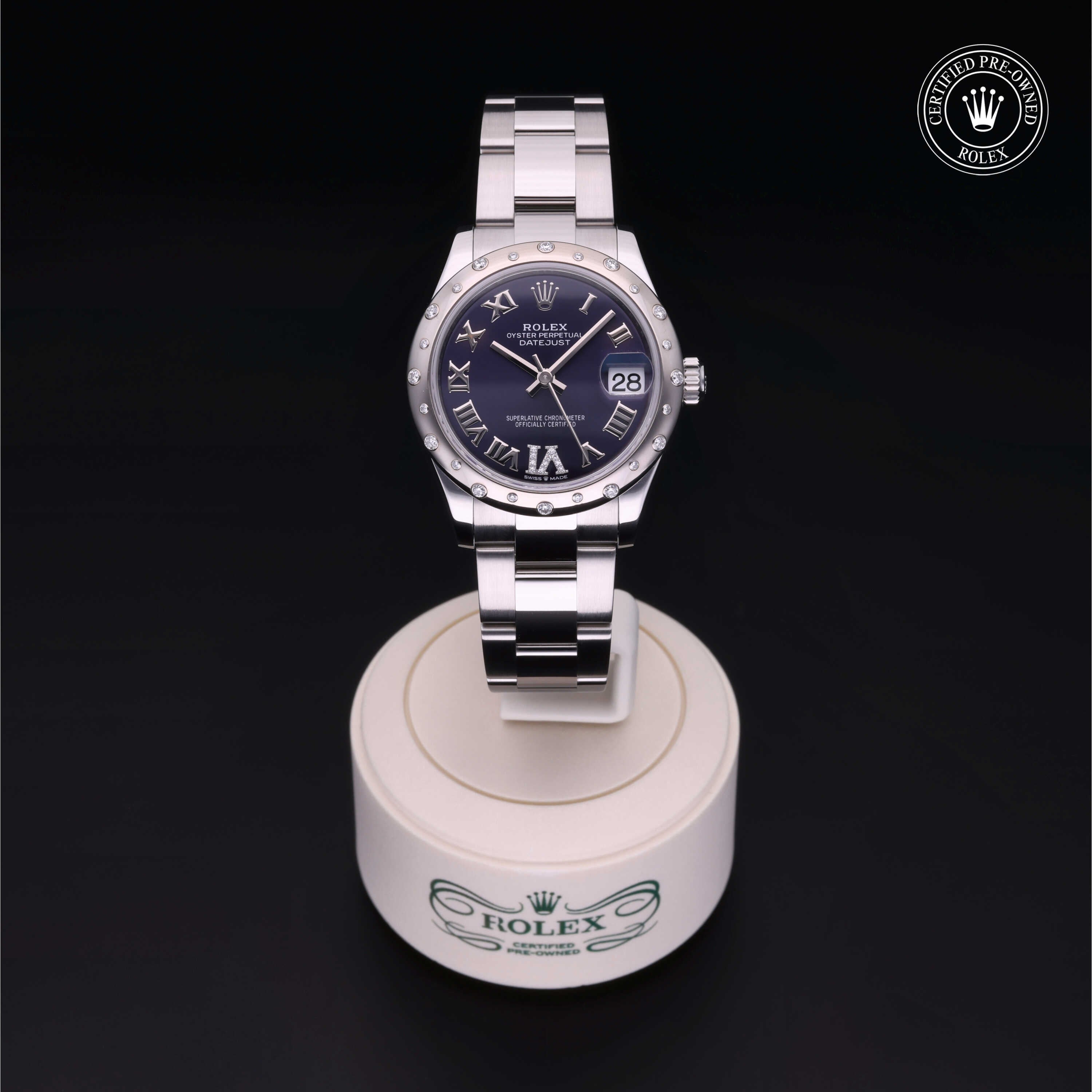 Rolex Certified Pre-owned Lady Datejust M278344RBR-0027 front on black background