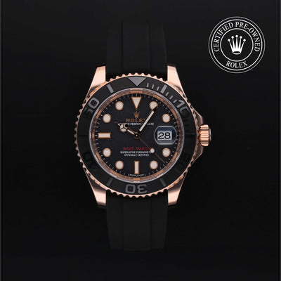 Rolex Certified Pre-owned Yacht-Master M116655-0001 front on black background
