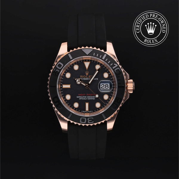 Rolex Certified Pre-owned Yacht-Master M116655-0001 front on black background