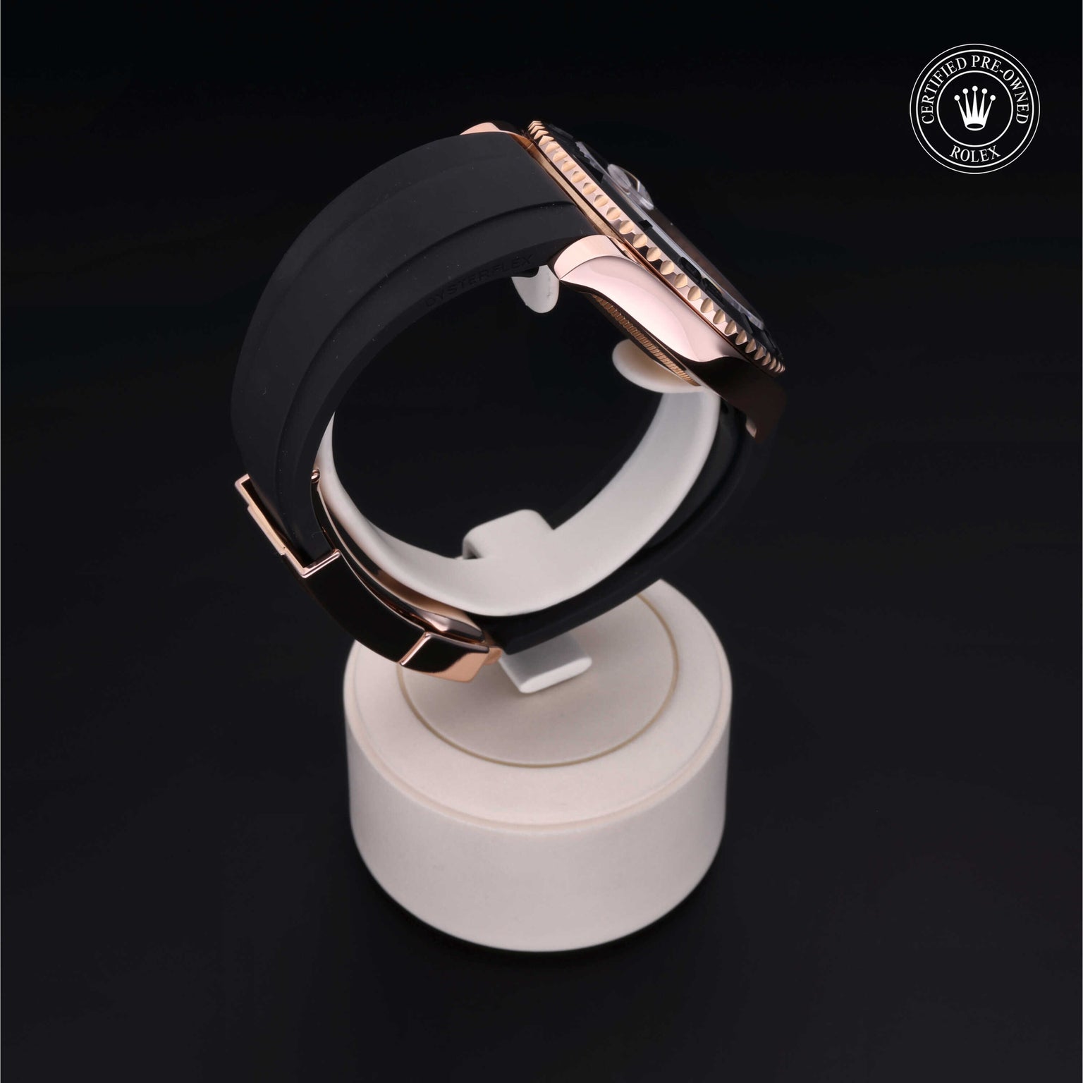 Rolex Certified Pre-owned Yacht-Master M116655-0001 front on black background