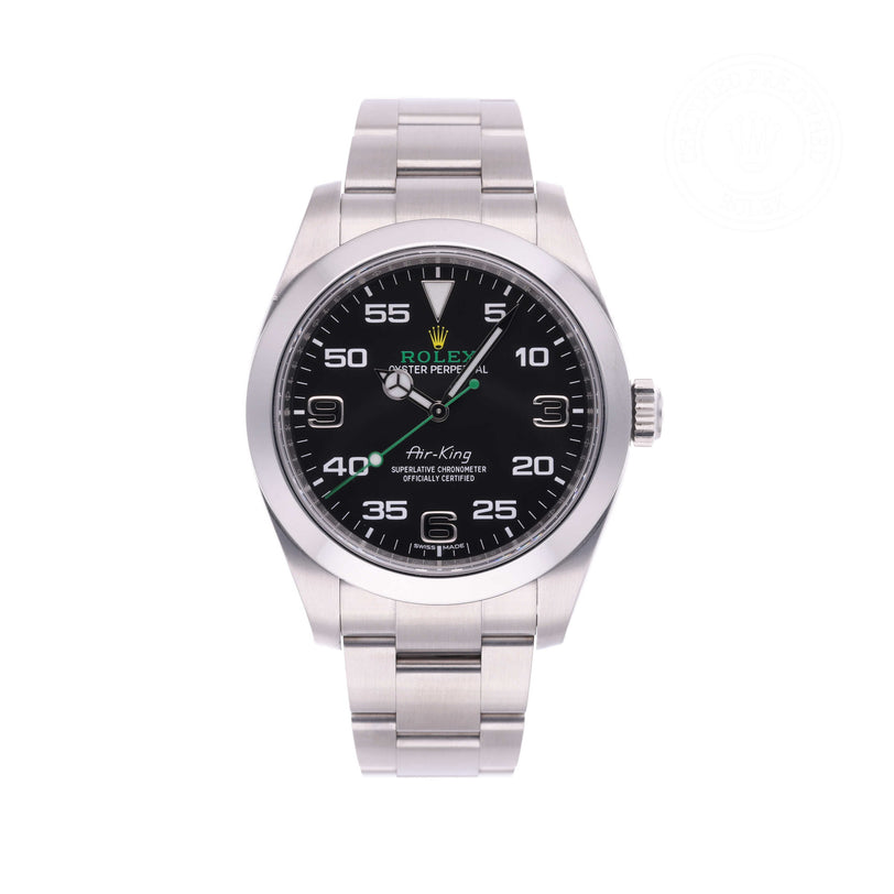 Rolex Certified Pre-owned Air-King M116900-0001 front on white background