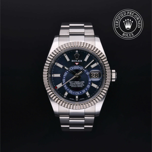 Rolex Certified Pre-owned Sky-Dweller M326934-0003 front on black background