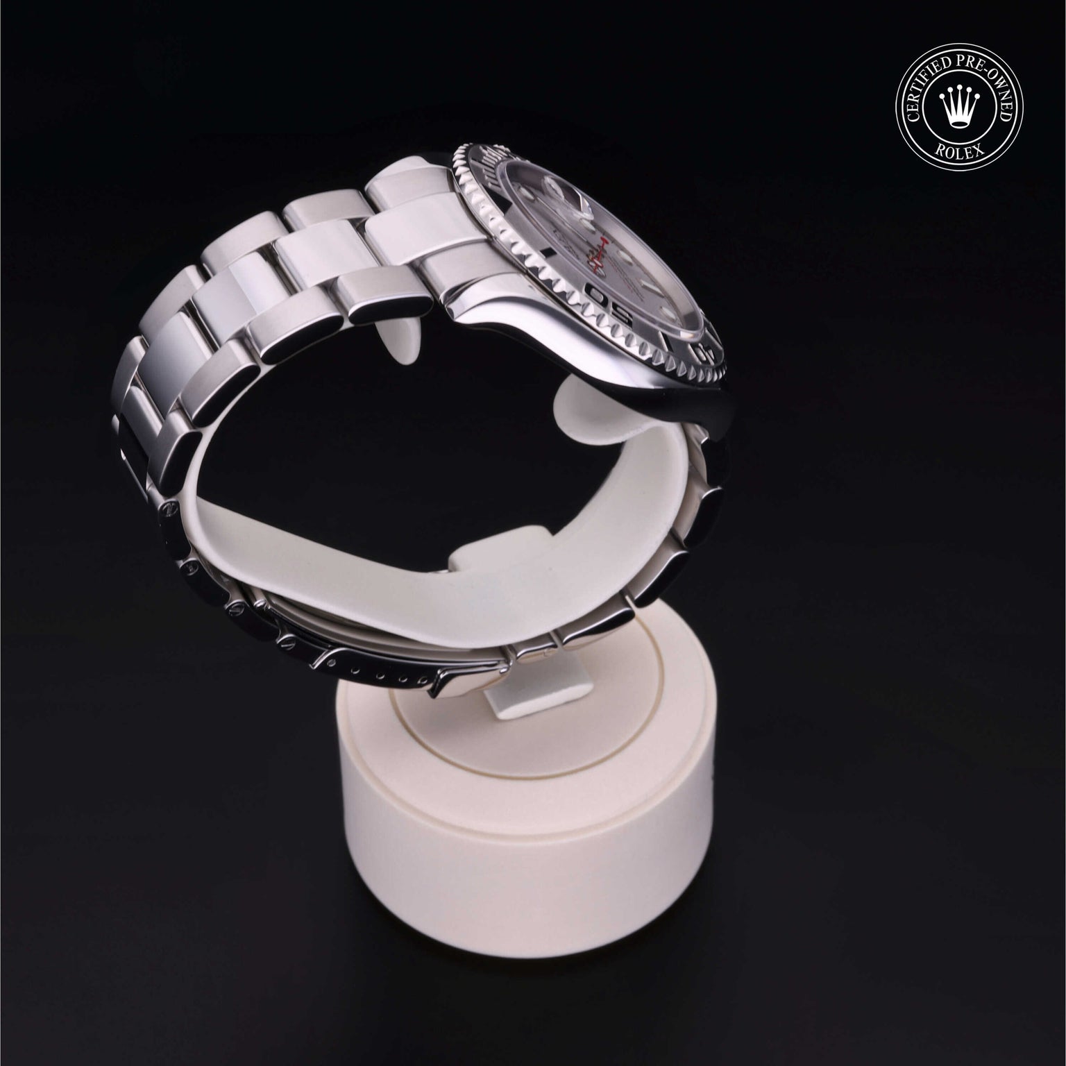 Rolex Certified Pre-owned Yacht-Master M16622-0004 front on black background