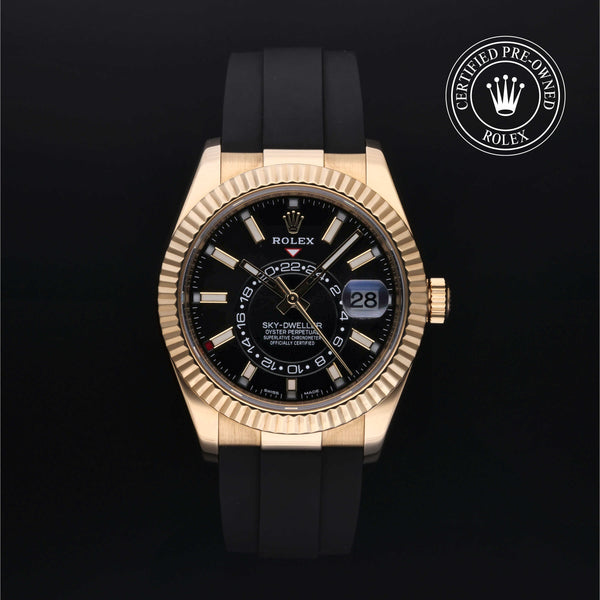 Rolex Certified Pre-owned Sky-Dweller M326238-0009 front on black background
