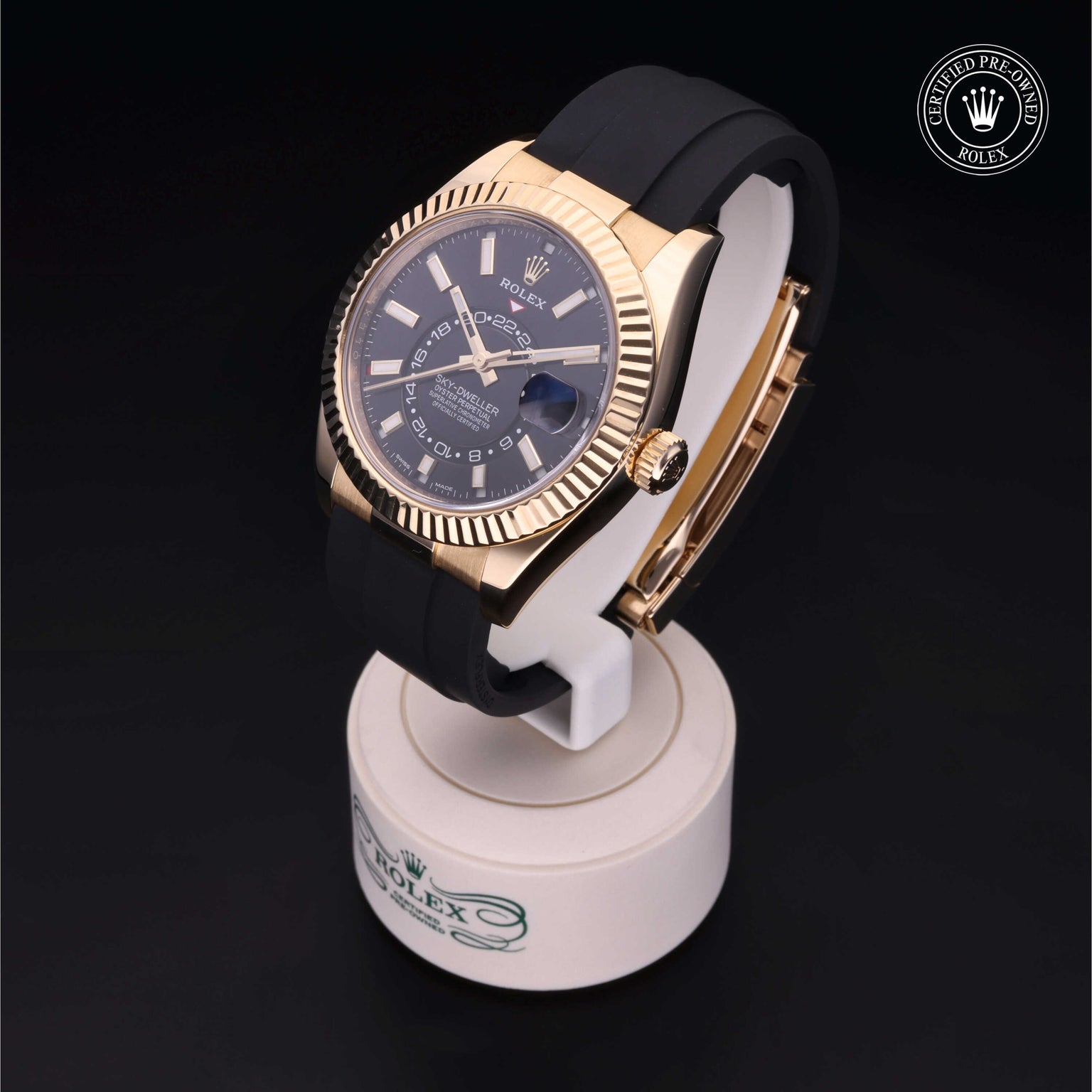 Rolex Certified Pre-owned Sky-Dweller M326238-0009 front on black background