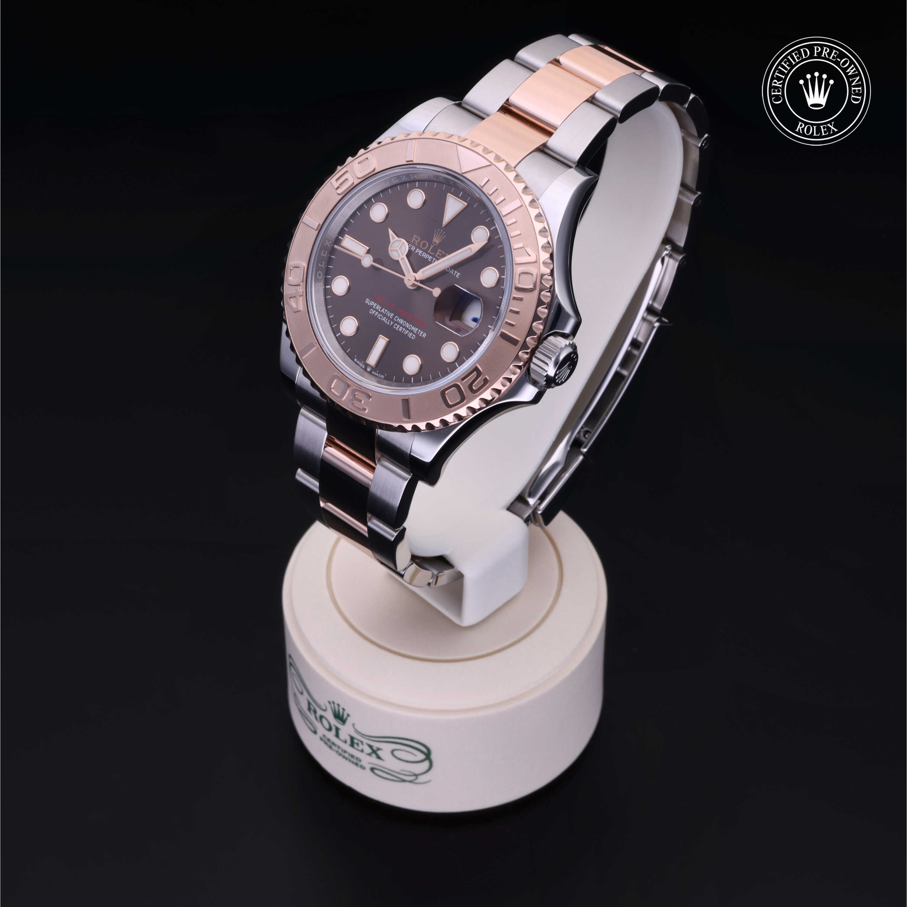 Rolex Certified Pre-owned Yacht-Master M126621-0001 front on black background