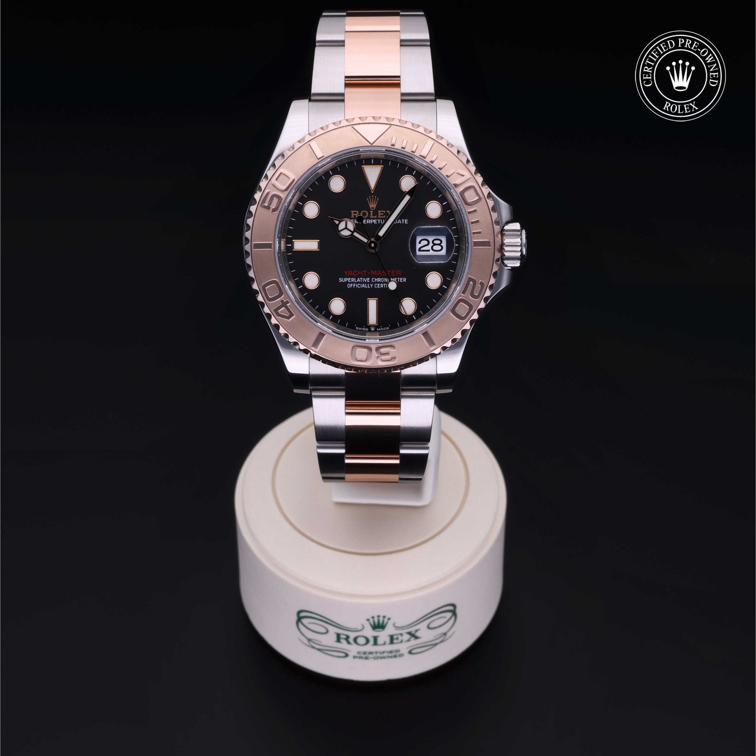 Rolex Certified Pre-owned Yacht-Master M126621-0002 front on black background